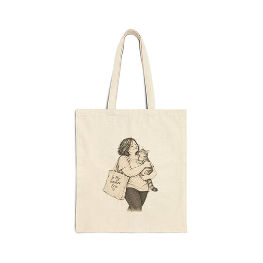 Cat-Loving Teacher Canvas Tote Bag