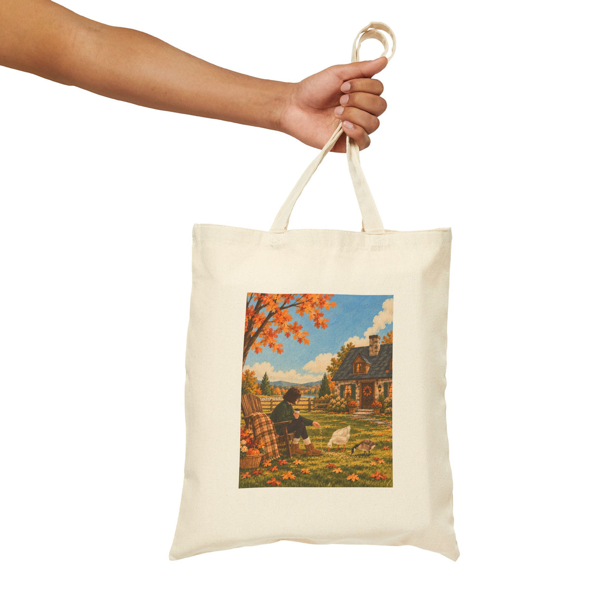 Autumn Cottage Canvas Tote Bag