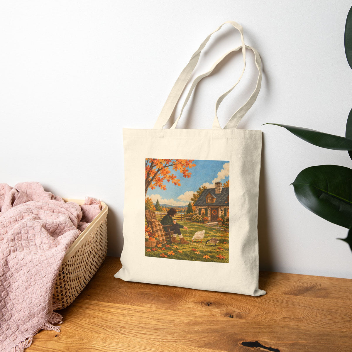 Autumn Cottage Canvas Tote Bag
