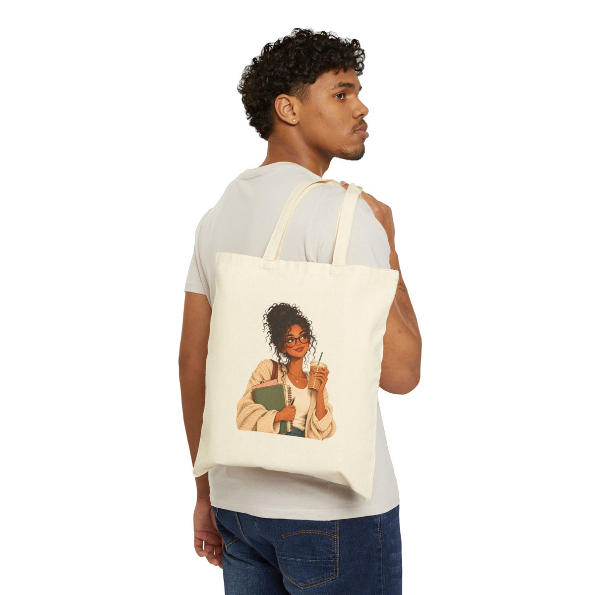 Coffee-Loving Teacher Canvas Tote Bag