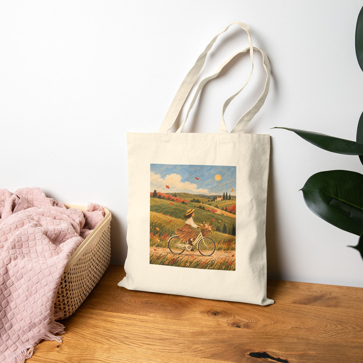 Autumn Bicycle Ride Canvas Tote Bag