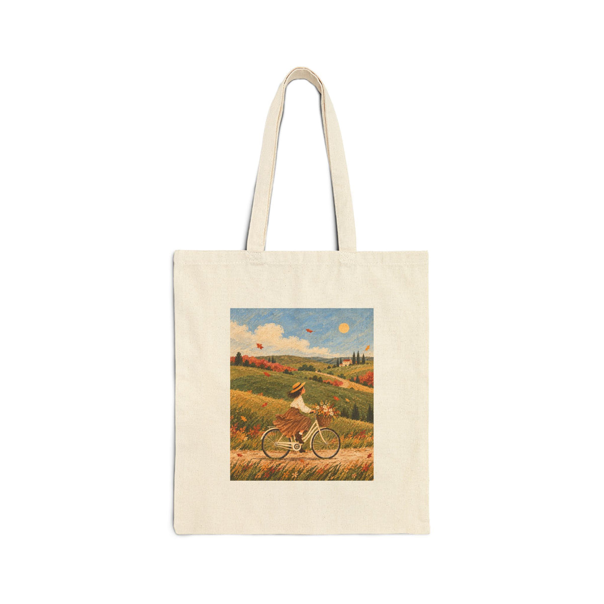 Autumn Bicycle Ride Canvas Tote Bag