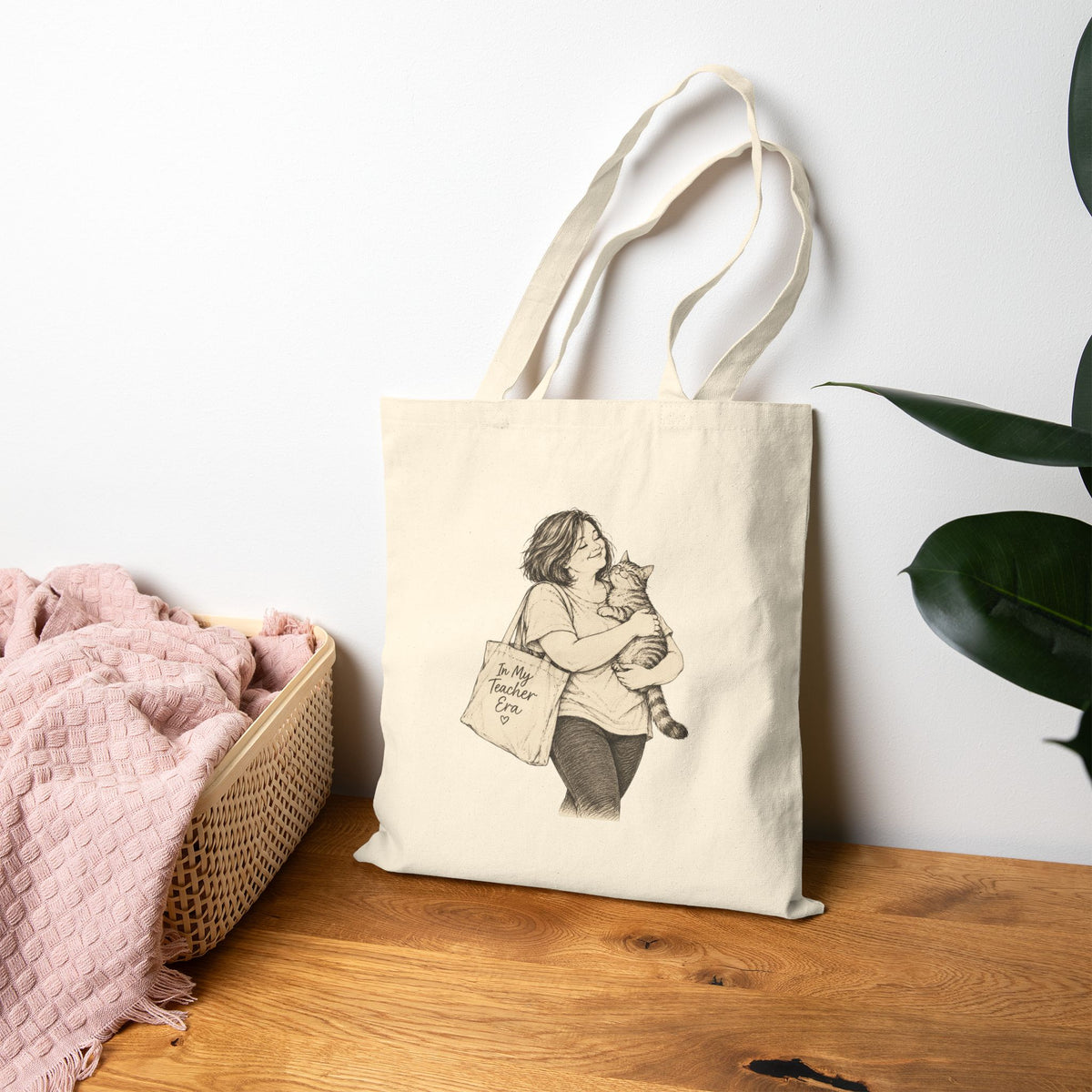 Cat-Loving Teacher Canvas Tote Bag