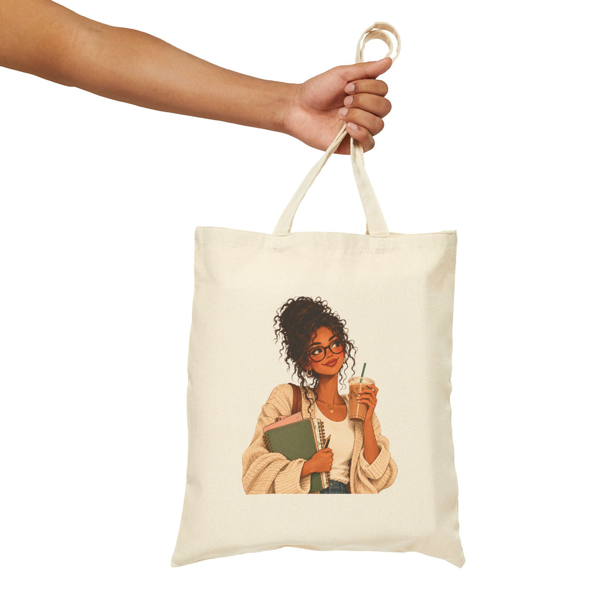 Coffee-Loving Teacher Canvas Tote Bag