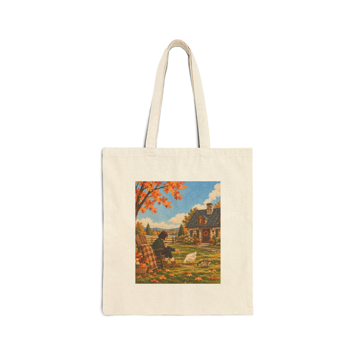 Autumn Cottage Canvas Tote Bag