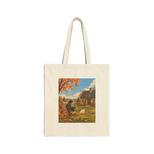 Autumn Cottage Canvas Tote Bag