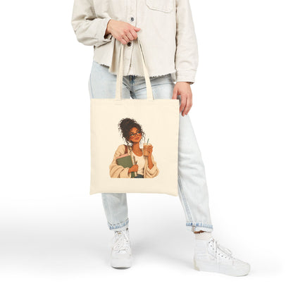 Coffee-Loving Teacher Canvas Tote Bag