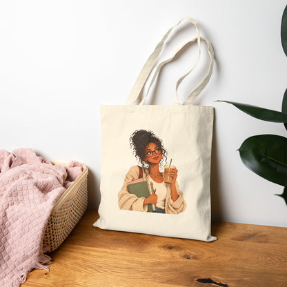 Coffee-Loving Teacher Canvas Tote Bag